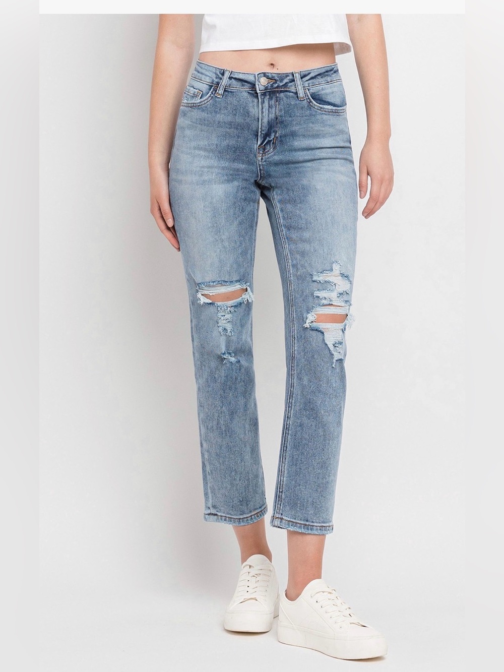 Lovervet - Vervet High Rise Distressed Crop Straight Jeans
